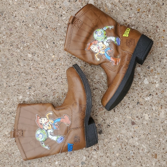 Disney Shoes Disney Pixar Toy Story Buzz Woody Gang Zipper Light Up Cowboy Boots Toddler 8